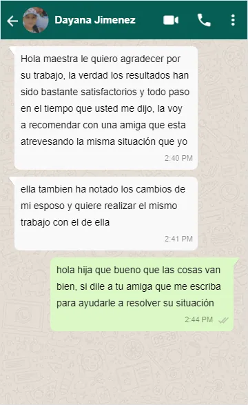 Conversación real de WhatsApp con Dayana Jiménez